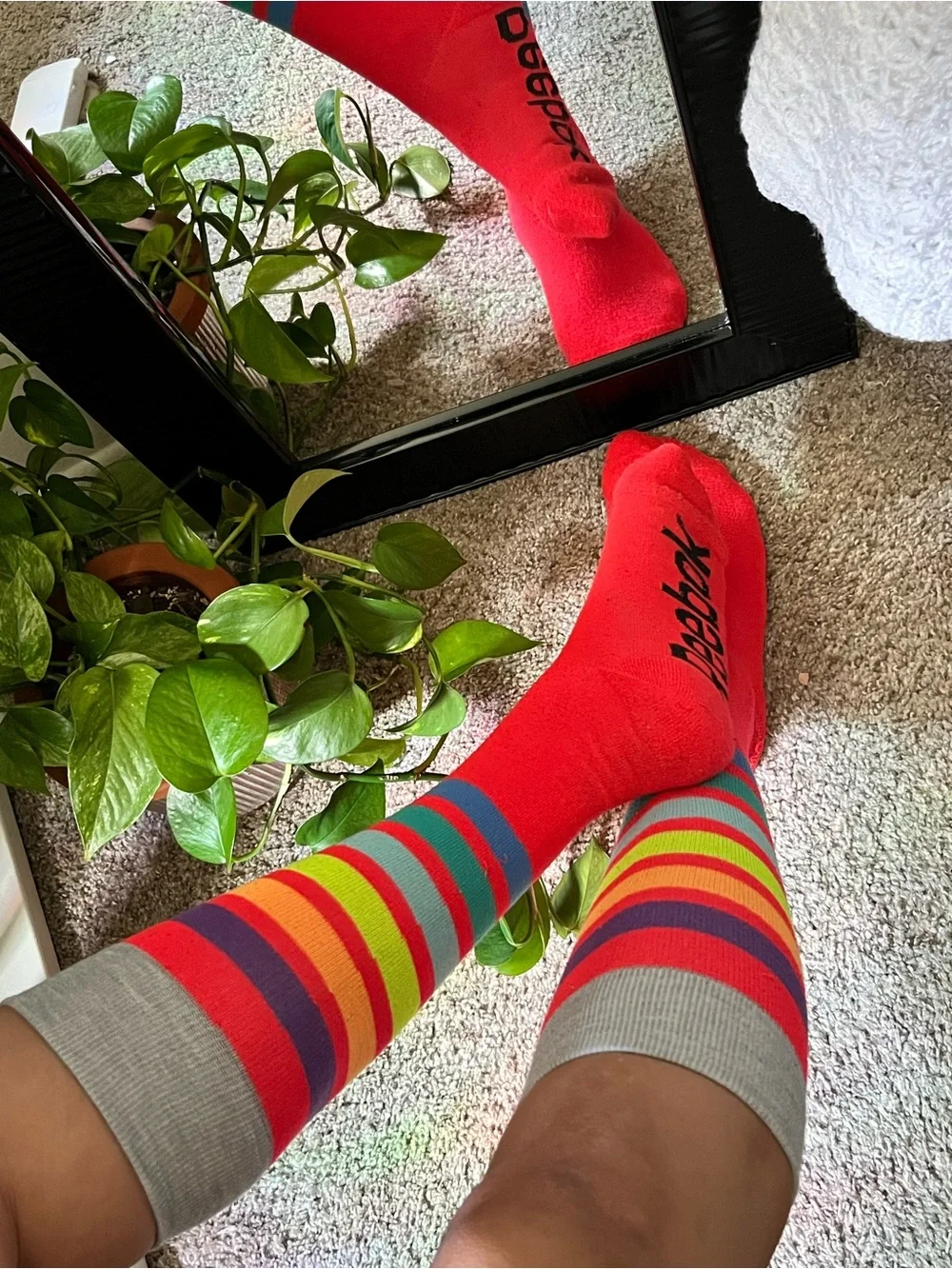 Bright Red Knee-High Colorblock REEBOK Socks